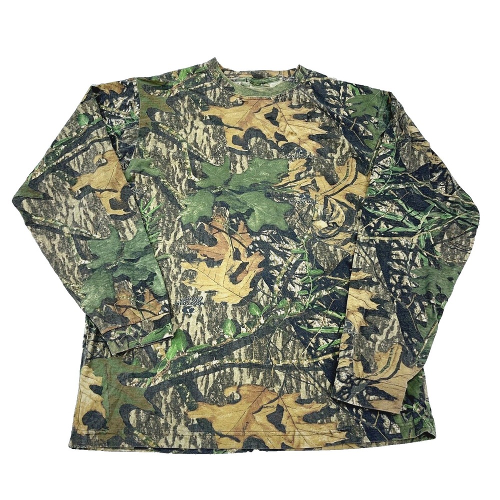 Vintage Mossy Oak Camo Shirt Men Medium Long Sleeve Tee Y2K Obsession Adult Hunt